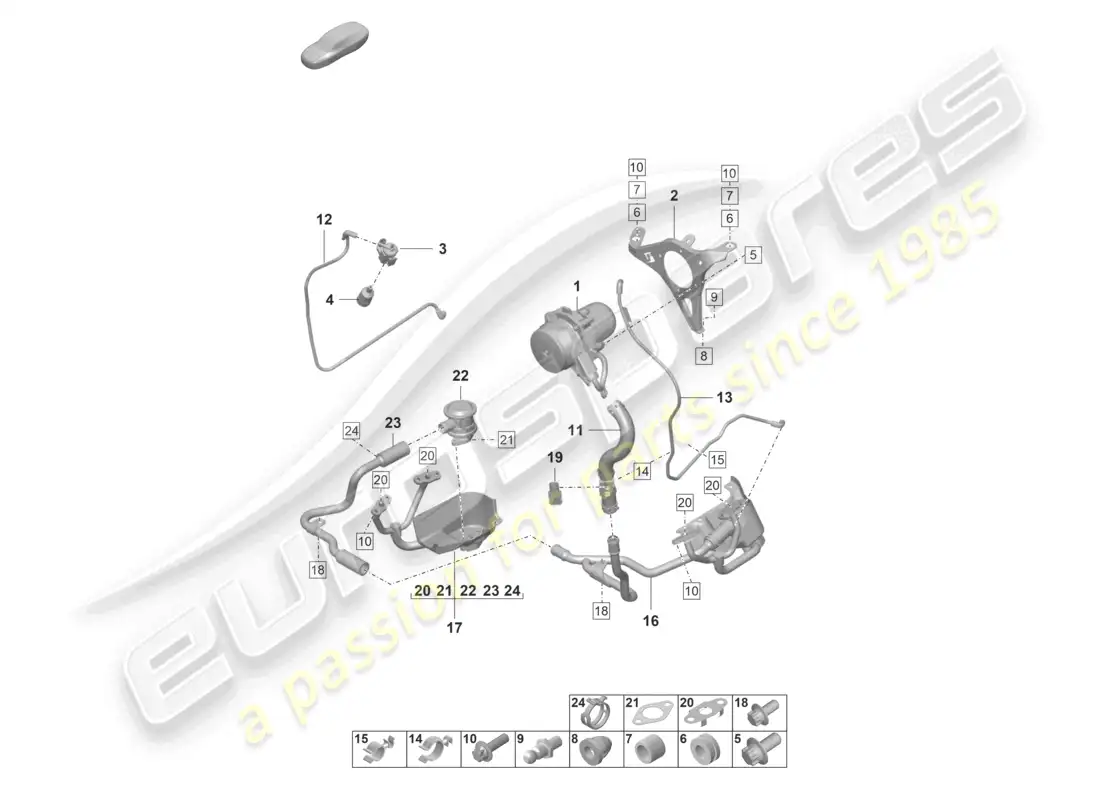 porsche 2026 (992-2 gt3/rs/st) bomba de aire secundario diagrama de piezas