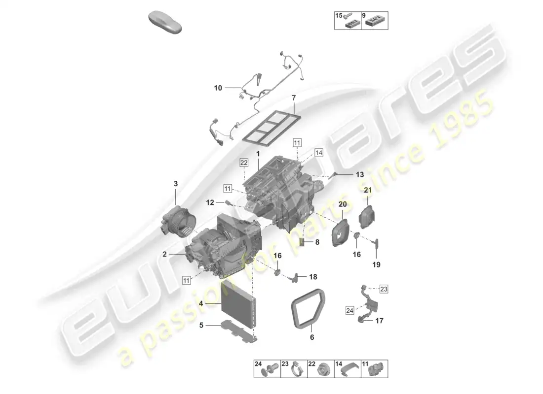 porsche 2021 (992-1 gt3/rs/st) aire acondicionado diagrama de piezas