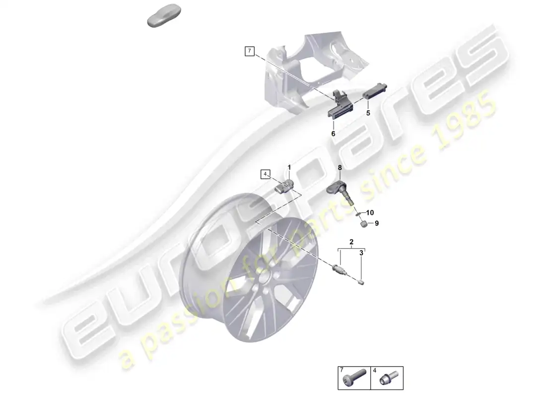 porsche 2020 (taycan 9j1-1) sistema de control de presión de neumáticos diagrama de piezas