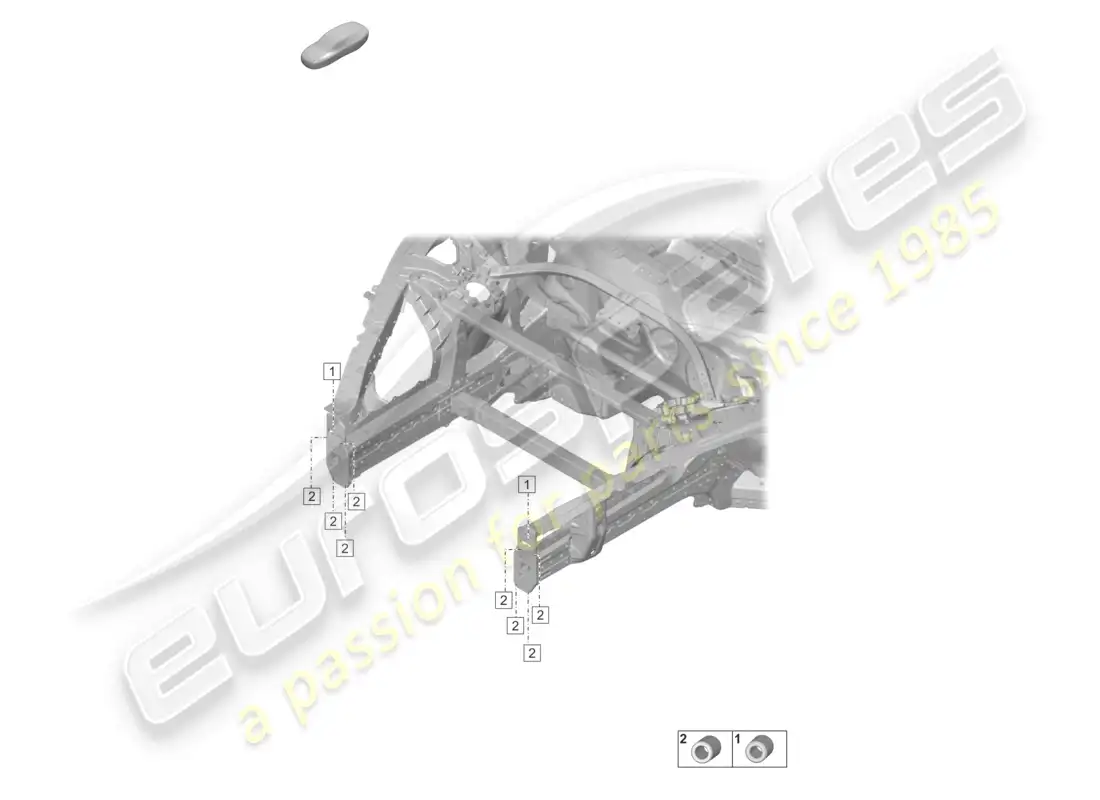 porsche 2020 (taycan 9j1-1) diagrama de piezas del soporte del amortiguador delantero