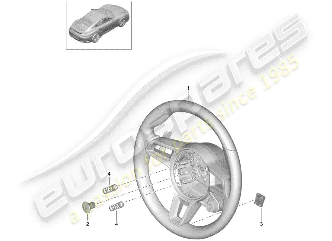 porsche 2018 (991-2 turbo) volante diagrama de piezas