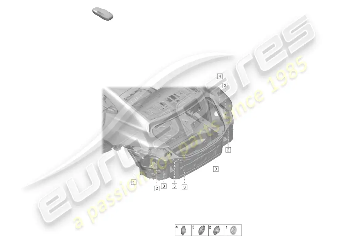 porsche 2020 (taycan 9j1-1) diagrama de piezas del panel transversal trasero lateral