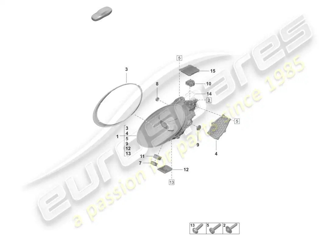 porsche 2021 (992-1 gt3/rs/st) faro led con haz matricial negro diagrama de piezas