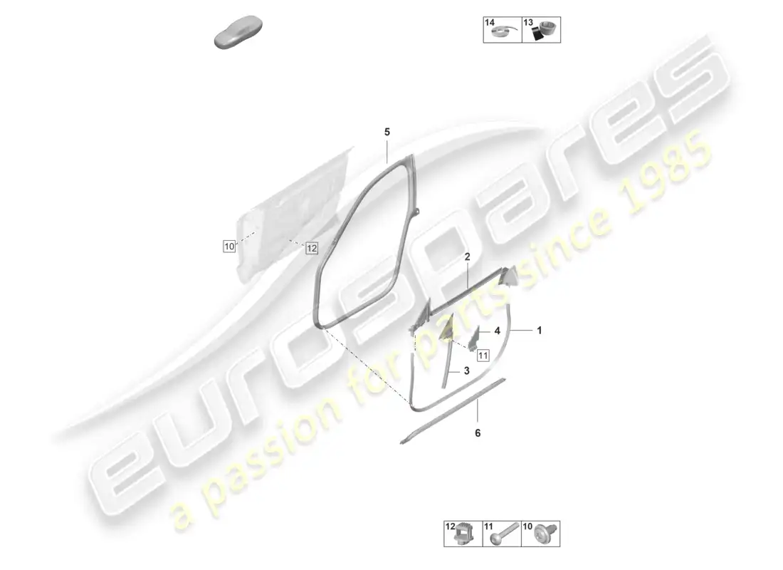 porsche 2020 (taycan 9j1-1) puertas delanteras accesorios juntas diagrama de piezas