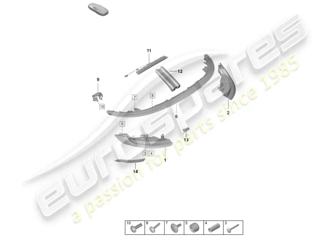 porsche 2021 (992-1 gt3/rs/st) luz trasera luz de freno adicional luz de matrícula diagrama de piezas