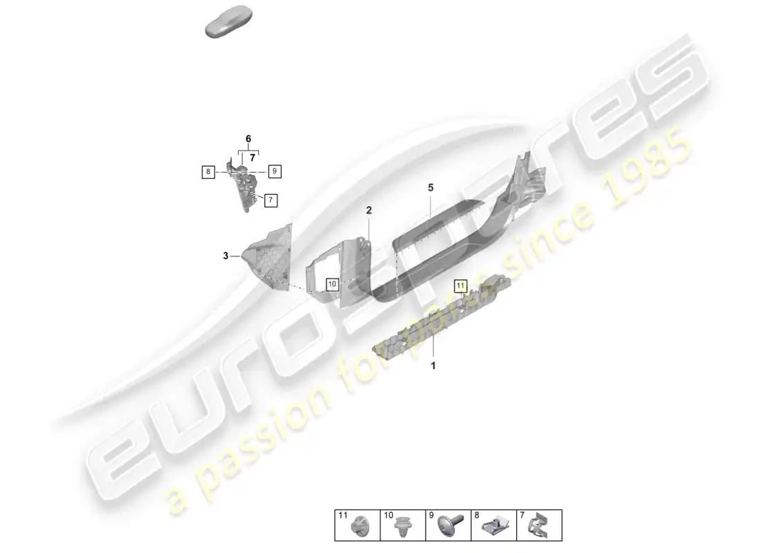porsche 2020 (taycan 9j1-1) diagrama de piezas de la cubierta delantera de la moldura del umbral