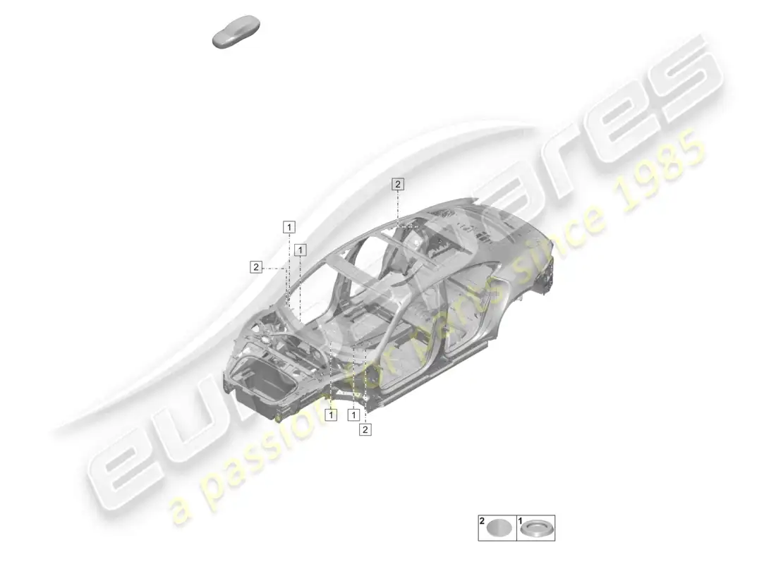 porsche 2020 (taycan 9j1-1) diagrama de partes internas del cortafuegos