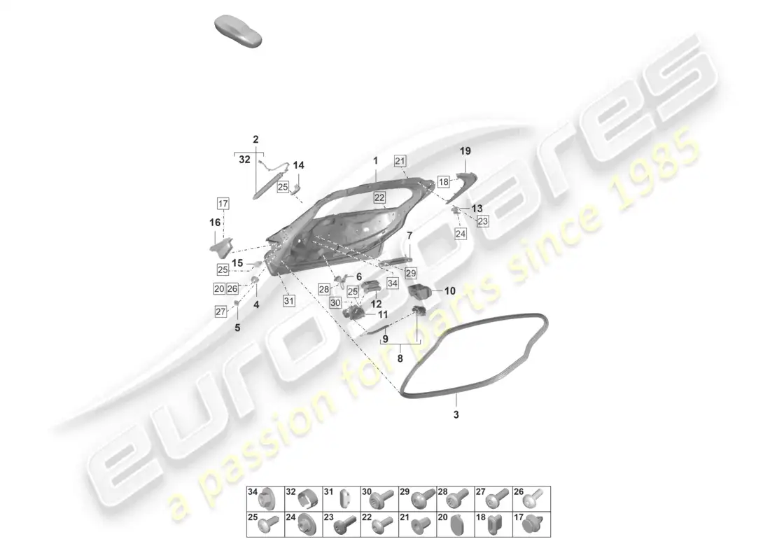 porsche 2020 (taycan 9j1-1) rear lid diagrama de piezas