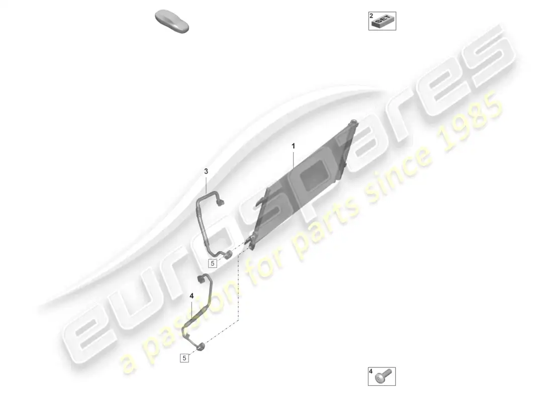 porsche 2022 (992-1 gt3/rs/st) diagrama de partes del condensador del aire acondicionado