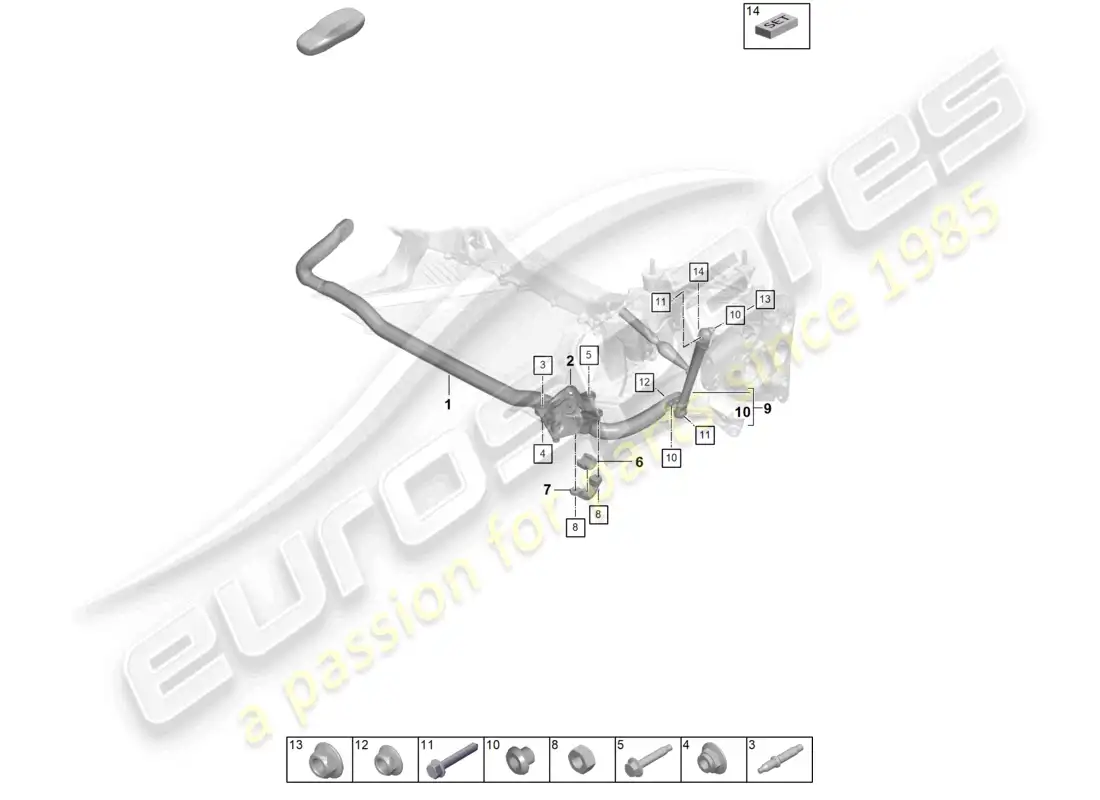 porsche 2022 (992-1 gt3/rs/st) barra estabilizadora varilla de acoplamiento paquete weissach diagrama de piezas
