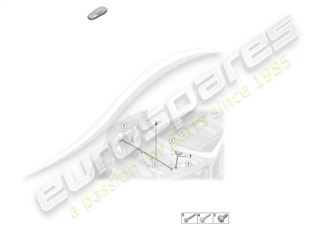 porsche 2022 (992-1 gt3/rs/st) diagrama de piezas del extremo delantero del puntal de la cúpula