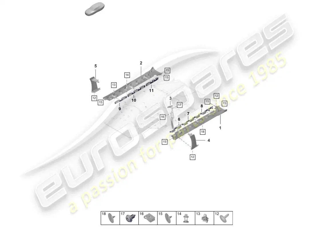porsche 2022 (992-1 gt3/rs/st) diagrama de piezas exterior del revestimiento del miembro lateral
