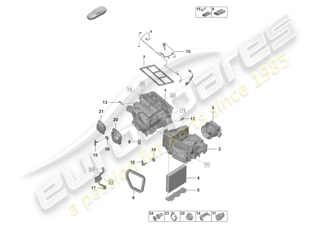 porsche 2022 (992-1 gt3/rs/st) diagrama de piezas de aire acondicionado