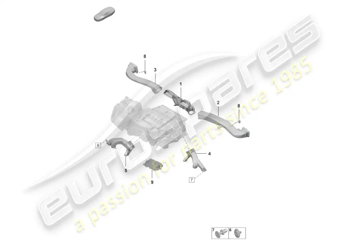 porsche 2022 (992-1 gt3/rs/st) diagrama de piezas de la guía del aire interior del aire acondicionado