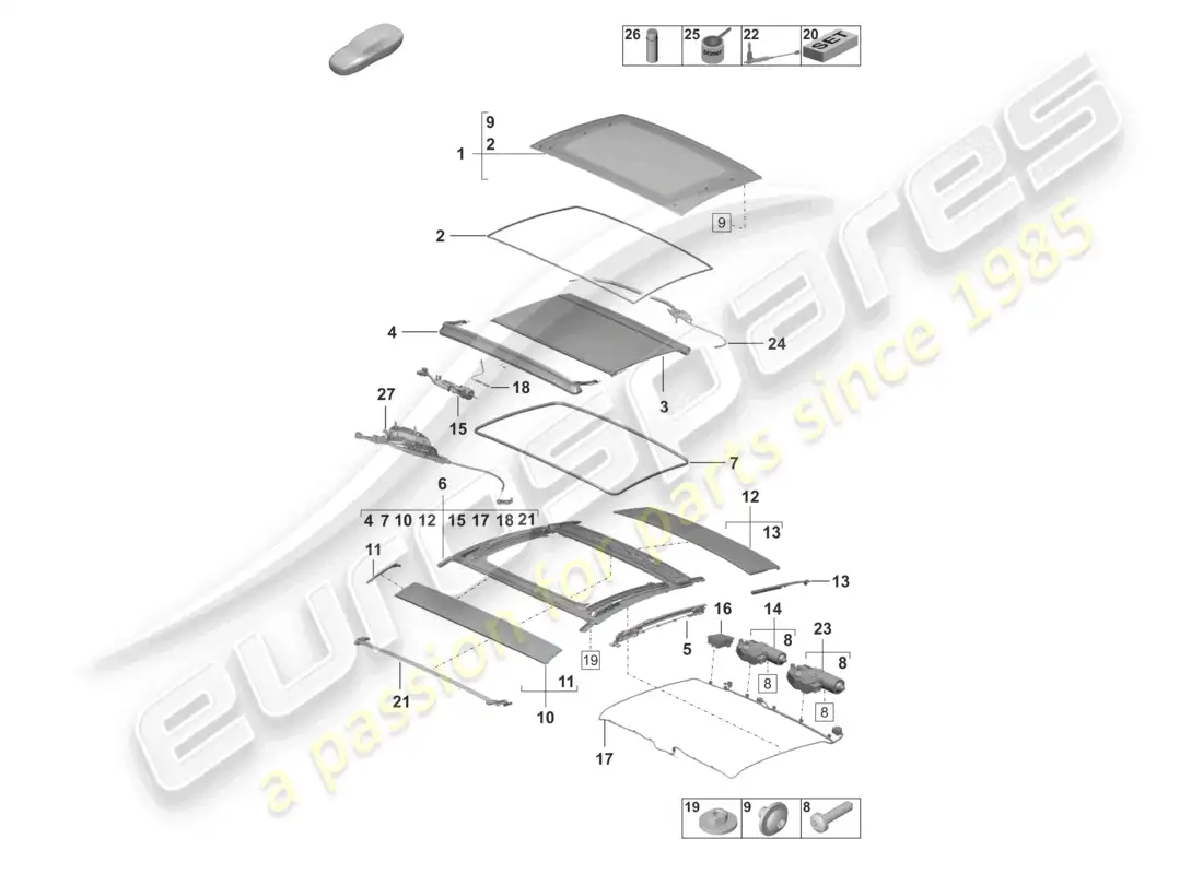 diagrama de pieza que contiene el número de pieza 9p1898513 grv