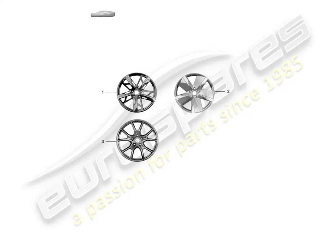porsche 2020 (taycan 9j1-1) diagrama de piezas de la rueda de aleación 21