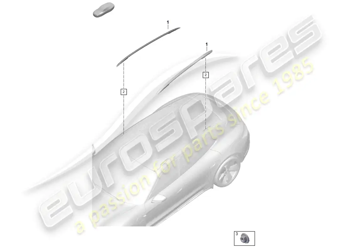 porsche 2023 (taycan 9j1-1) rail de techo diagrama de piezas
