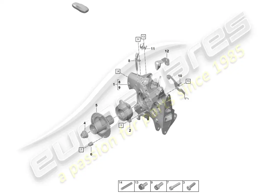 porsche 2022 (992-1 gt3/rs/st) eje trasero portaruedas cubo de rueda cojinete de rueda con piezas de montaje diagrama de piezas