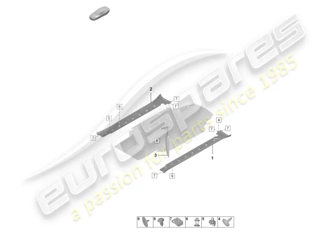porsche 2022 (992-1 gt3/rs/st) diagrama de piezas exterior del revestimiento del miembro lateral