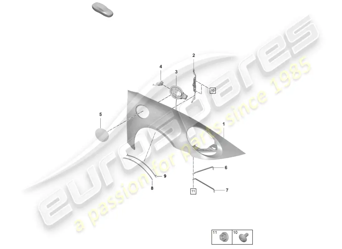 porsche 2022 (992-1 gt3/rs/st) diagrama de piezas del ala