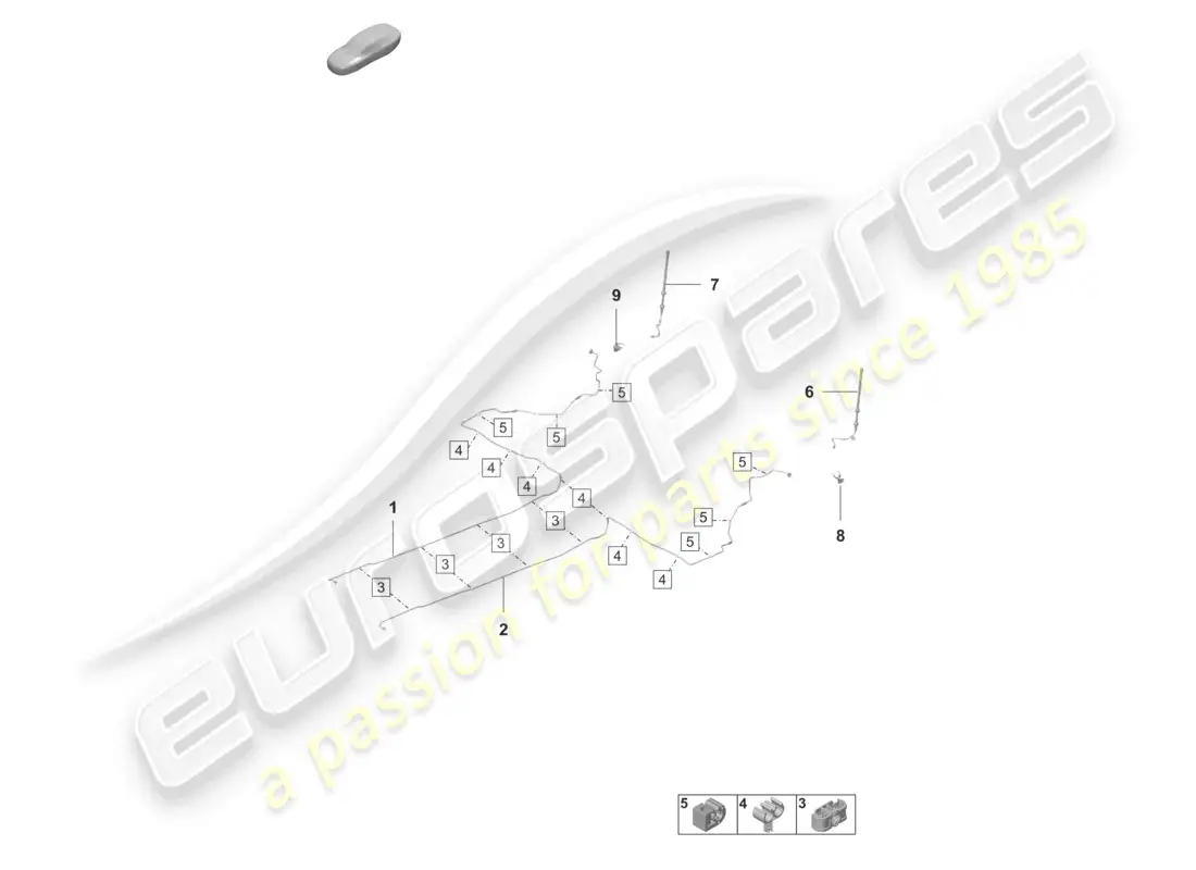 porsche 2020 (taycan 9j1-1) diagrama de piezas de la parte trasera de la parte inferior de la carrocería del centro de la línea de freno