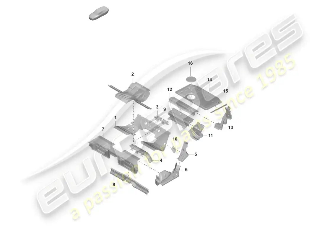 porsche 2022 (taycan 9j1-1) parte trasera trasera placa inferior soporte del asiento diagrama de piezas