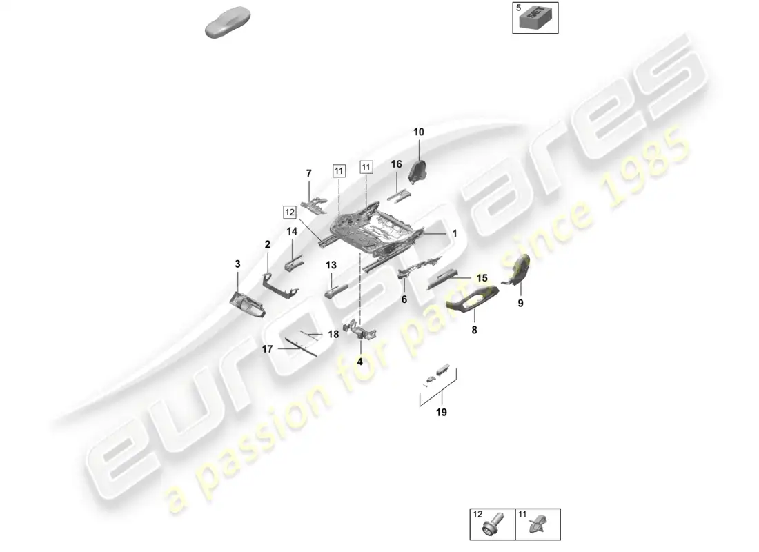 porsche 2025 (taycan 9j1-2) armazón del asiento accesorios varios asiento confort asiento deportivo diagrama de piezas