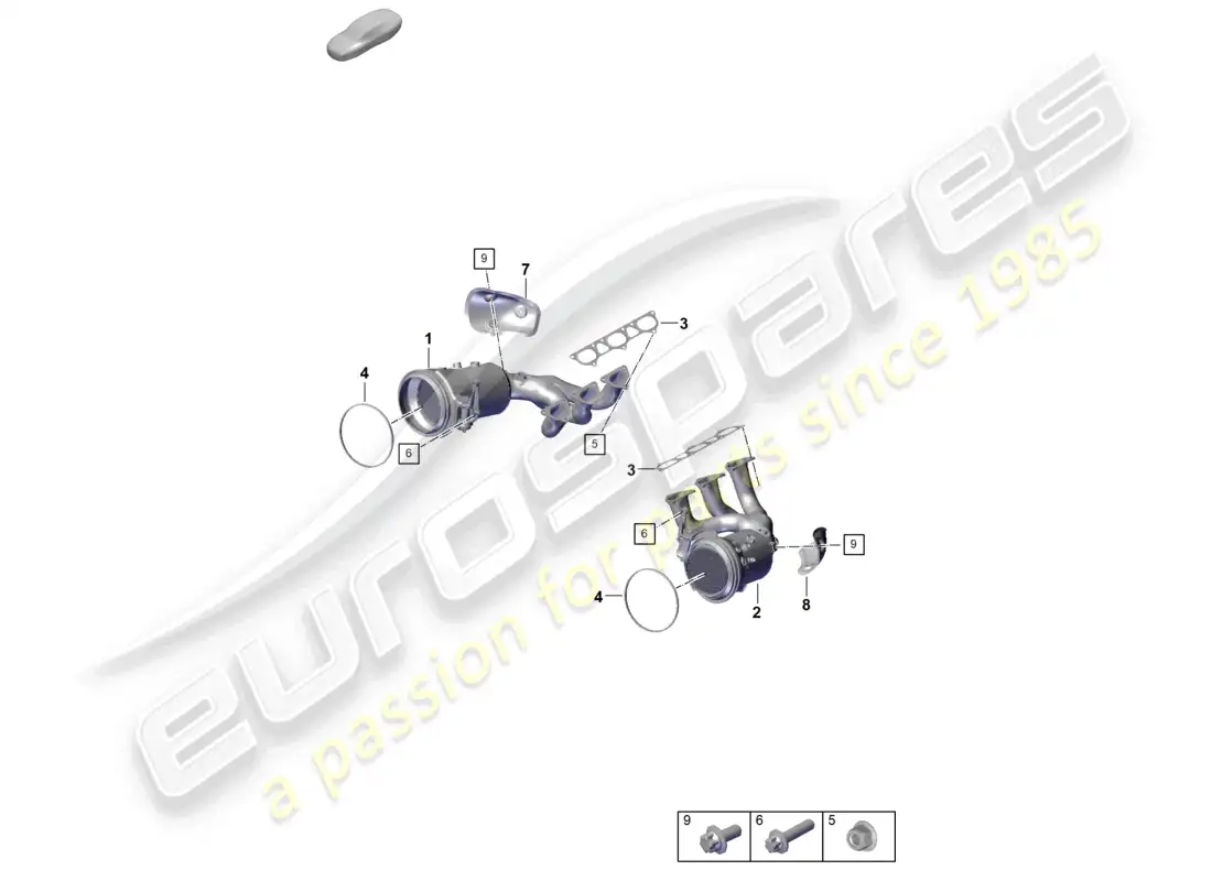 porsche 2025 (992-2 gt3/rs/st) colectores de escape diagrama de piezas