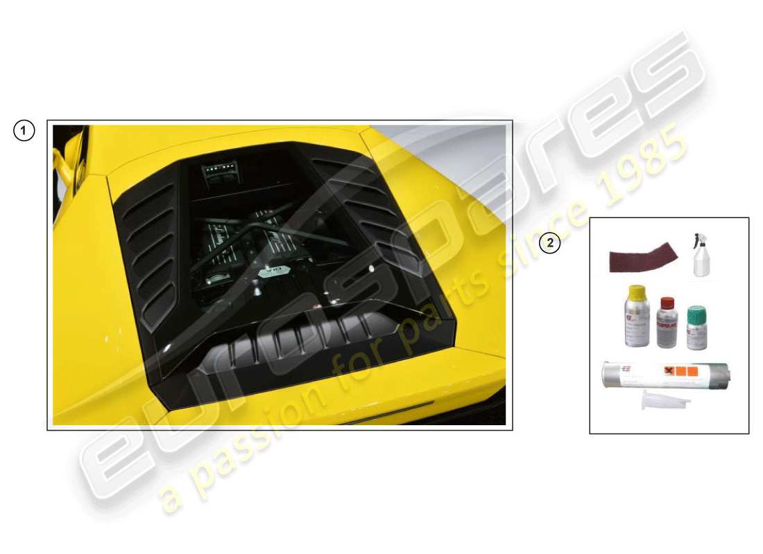 lamborghini huracan lp610-4 coupe (accessories) 1 configuración de piezas adjuntas para el capó diagrama de piezas