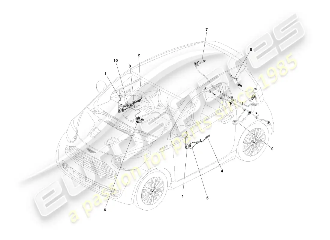 aston martin cygnet (2012) arnés eléctrico am diagrama de piezas