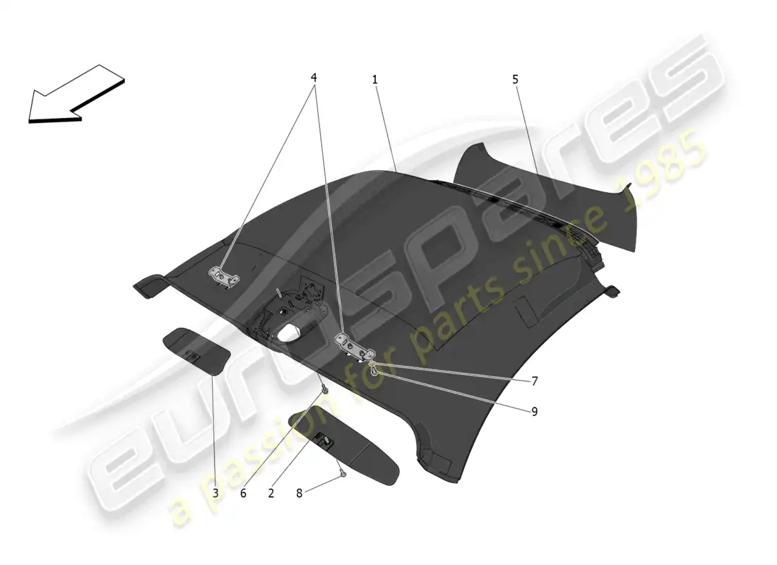 maserati mc20 (2022) parasol y techo diagrama de piezas