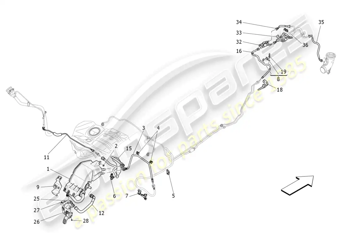 maserati levante gts (2020) fuel vapour recirculation system diagrama de piezas