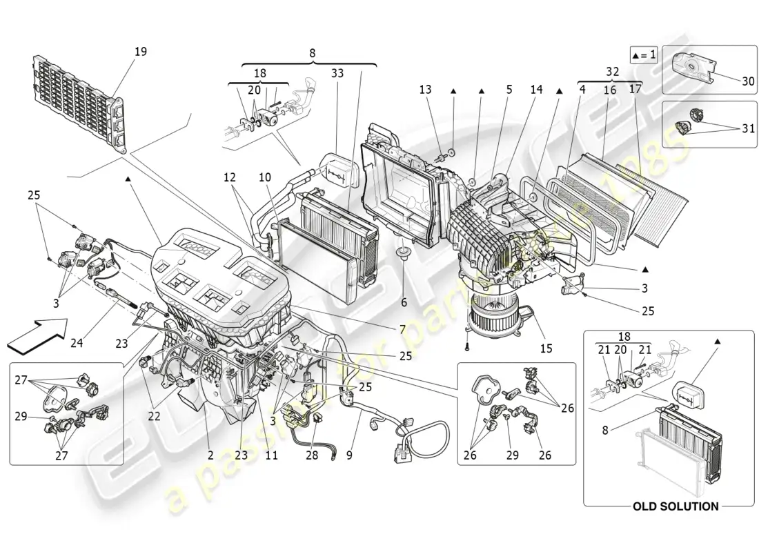 maserati levante (2019) unidad de a/c: dispositivos del tablero diagrama de piezas