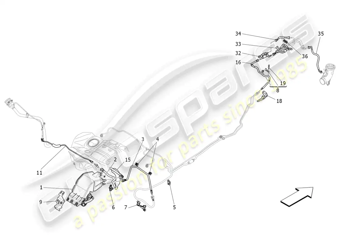 maserati levante gts (2020) fuel vapour recirculation system diagrama de piezas