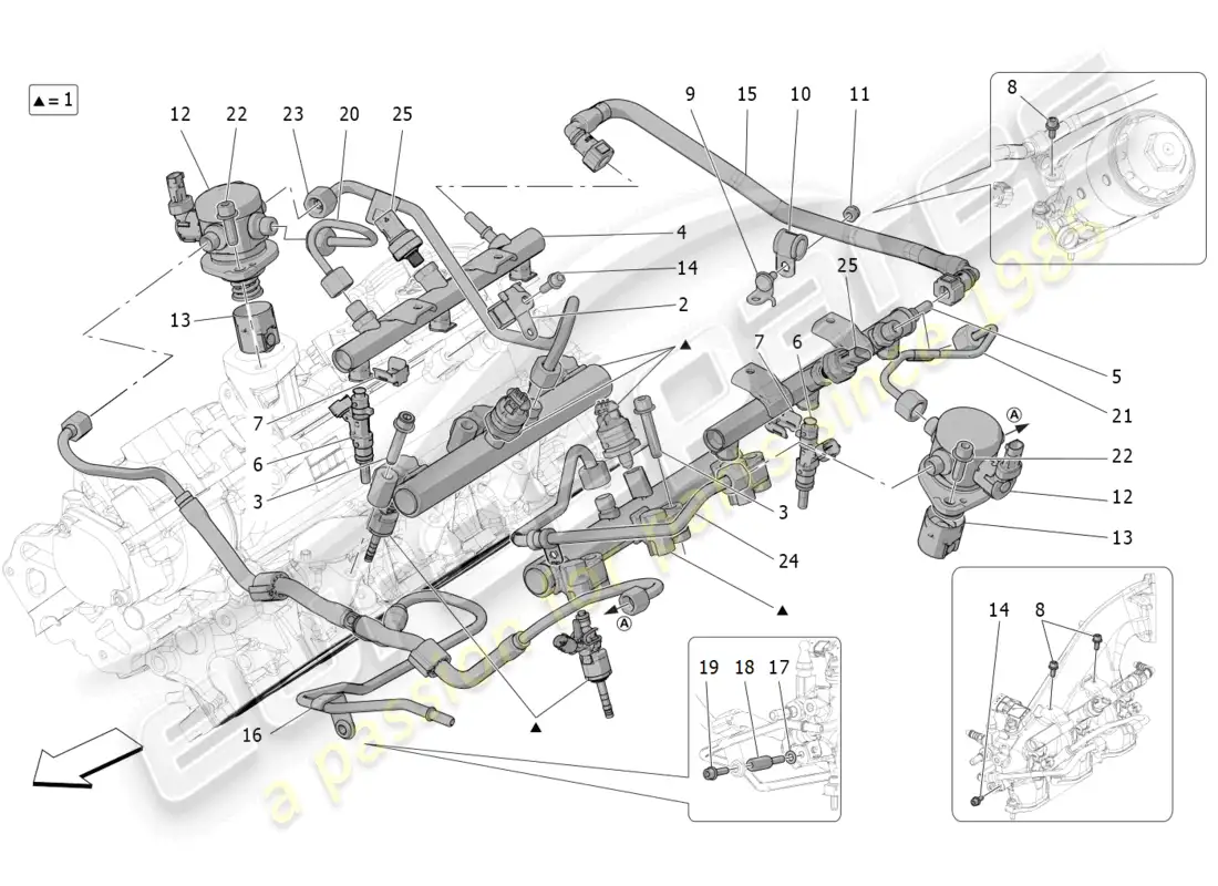 maserati mc20 (2023) bombas de combustible y líneas de conexión diagrama de piezas