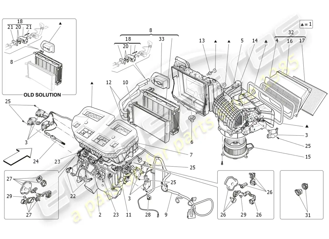maserati levante (2020) unidad de a/c: dispositivos del tablero diagrama de piezas