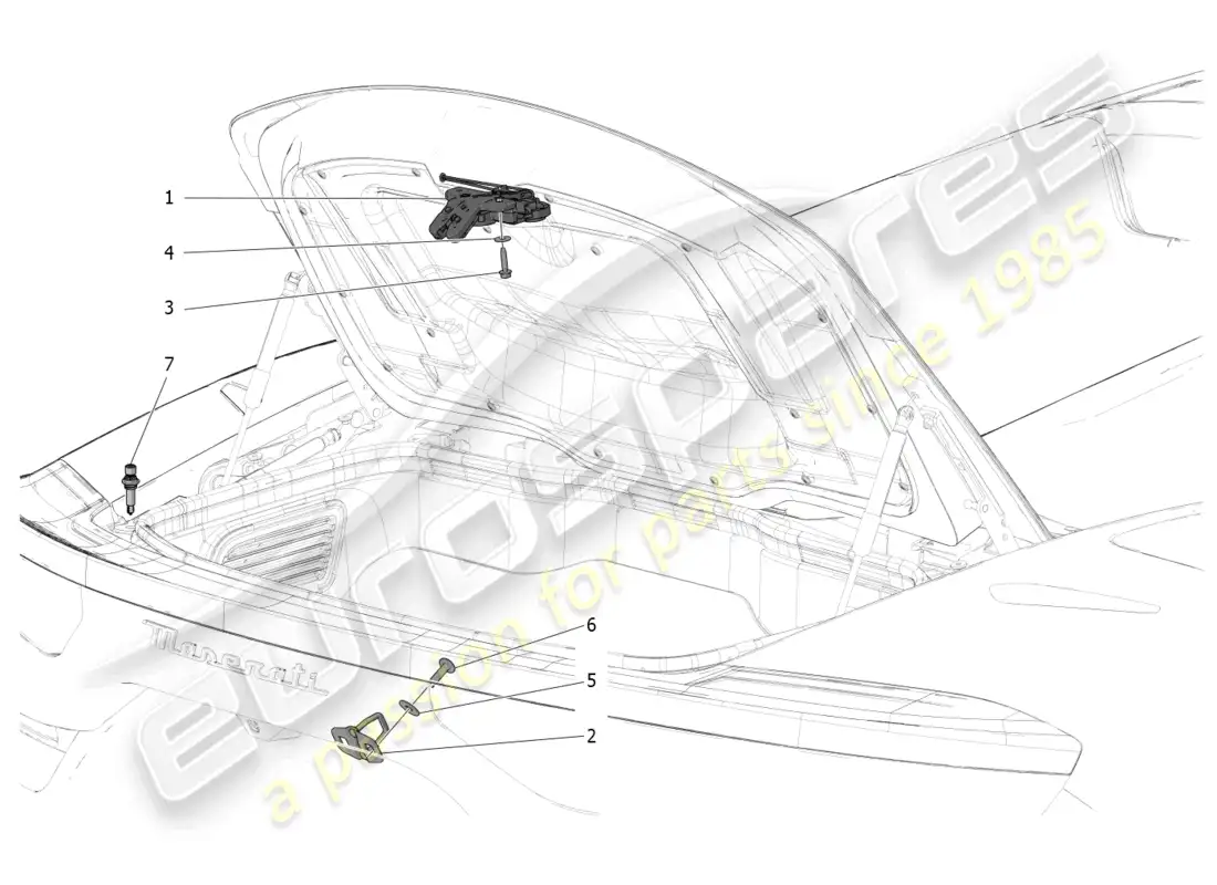 maserati mc20 cielo (2023) control de apertura del portón trasero diagrama de piezas