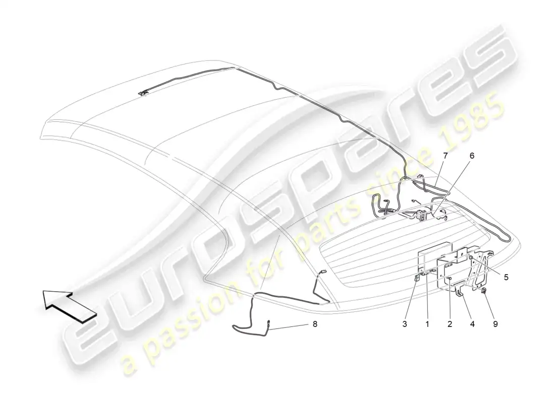 maserati grancabrio mc (2013) capote eléctrico: control electrónico diagrama de piezas