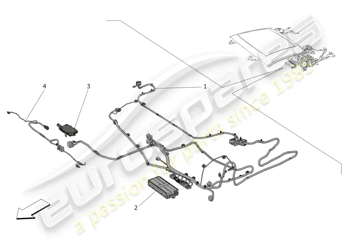 maserati mc20 cielo (2023) capote eléctrico: control electrónico diagrama de piezas