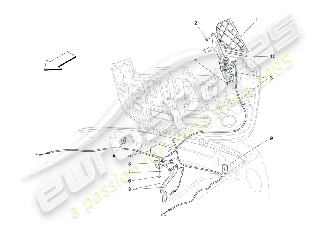 maserati grancabrio mc (2013) capote eléctrico: solapas diagrama de piezas
