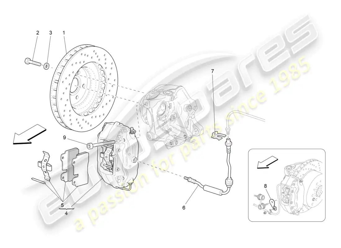 maserati grancabrio mc (2013) braking devices on rear wheels diagrama de piezas