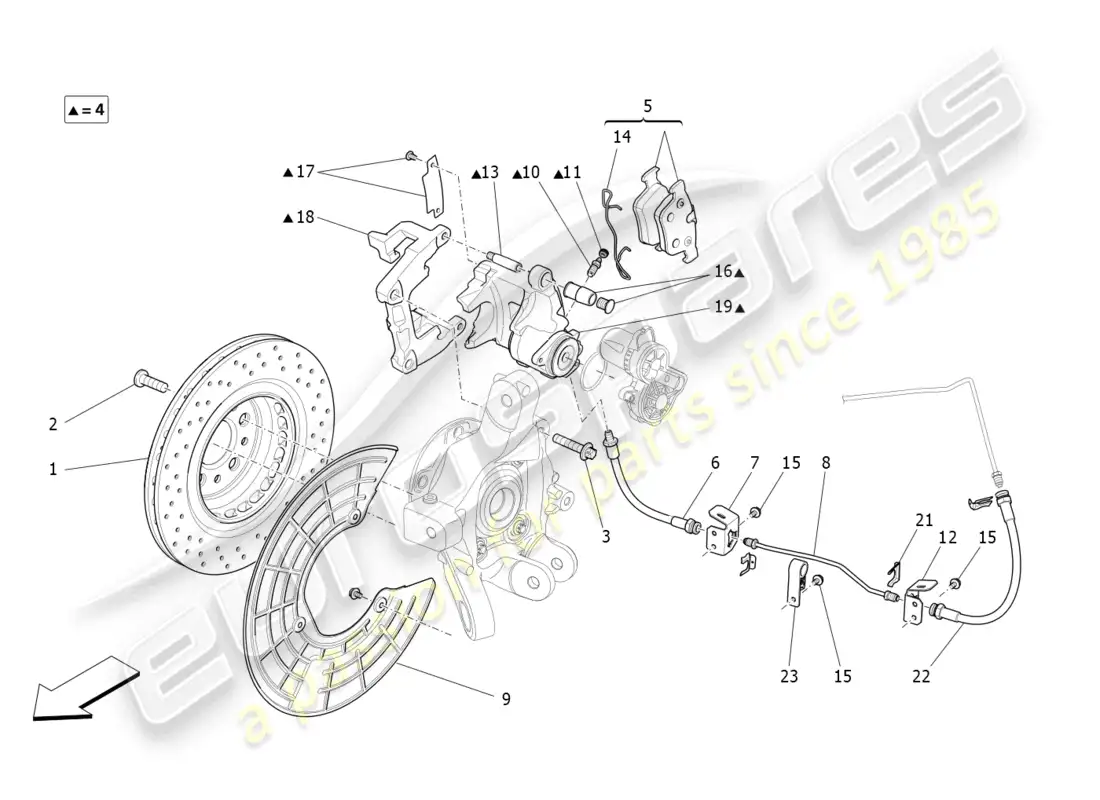 maserati levante modena s (2022) braking devices on rear wheels diagrama de piezas