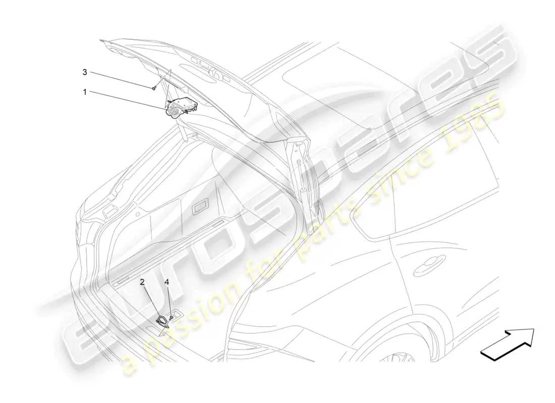 maserati levante (2017) rear liftgate opening control diagrama de piezas