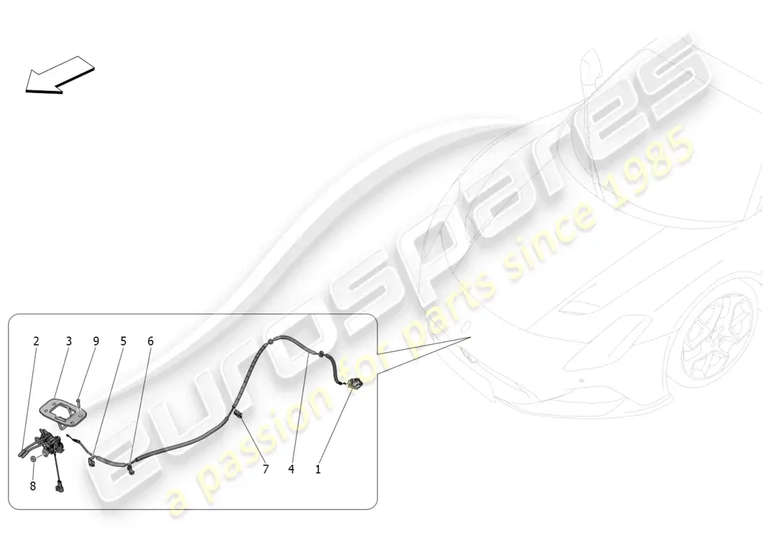 maserati mc20 (2022) botón de apertura de tapa frontal diagrama de piezas
