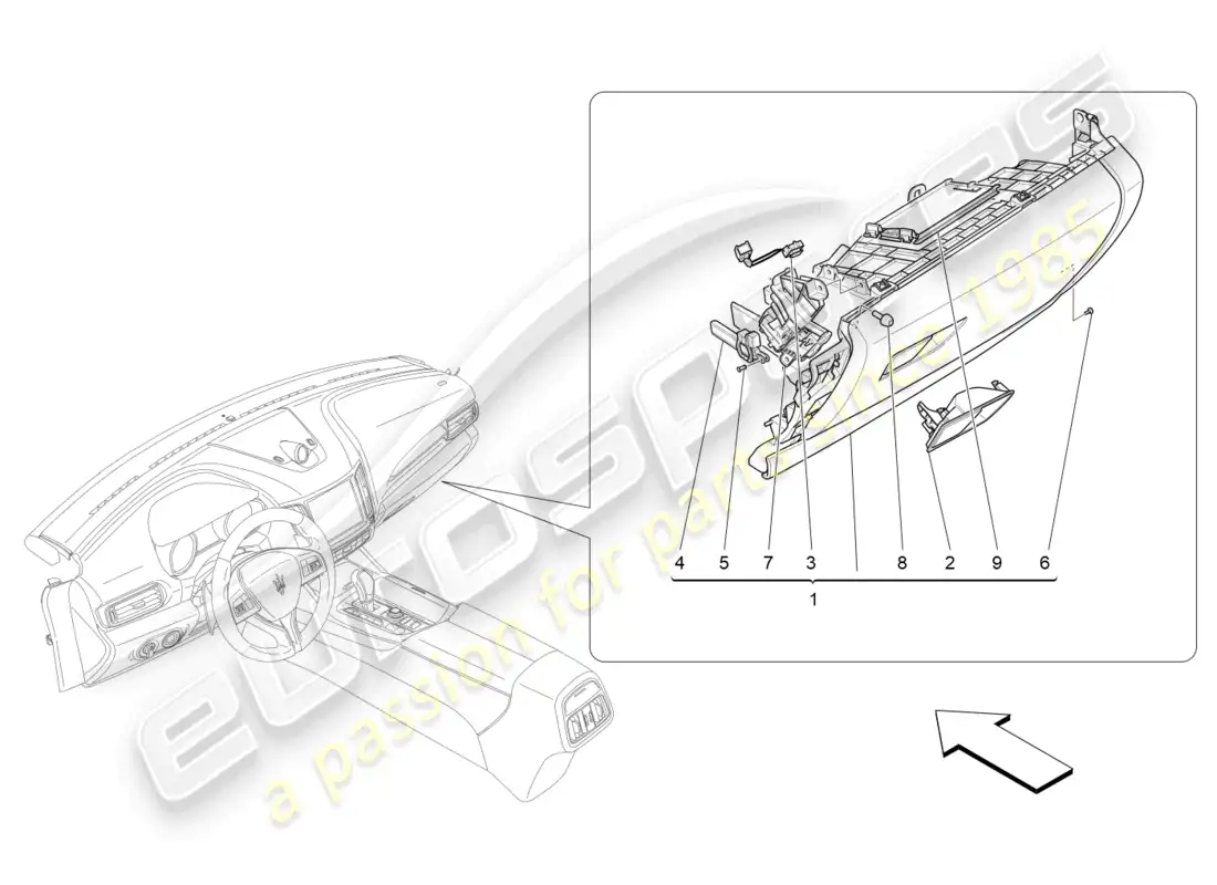 maserati levante (2017) guanteras diagrama de piezas
