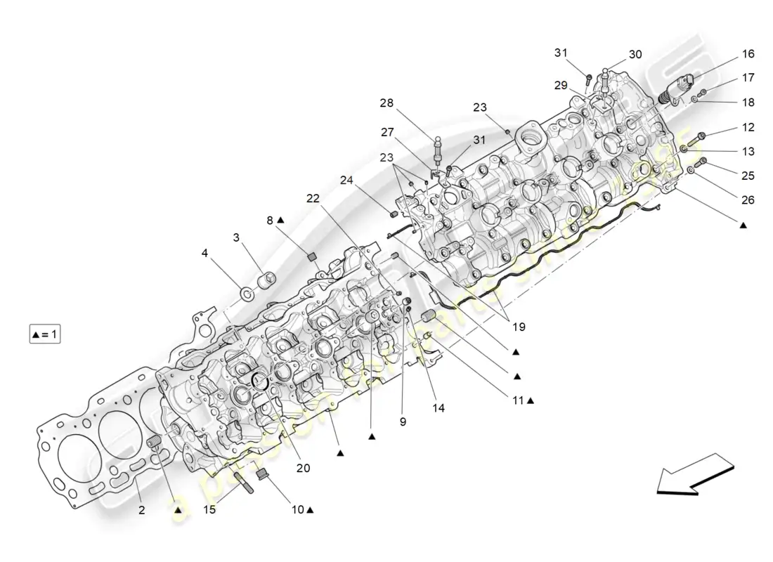 maserati levante modena s (2022) culata izquierda diagrama de piezas