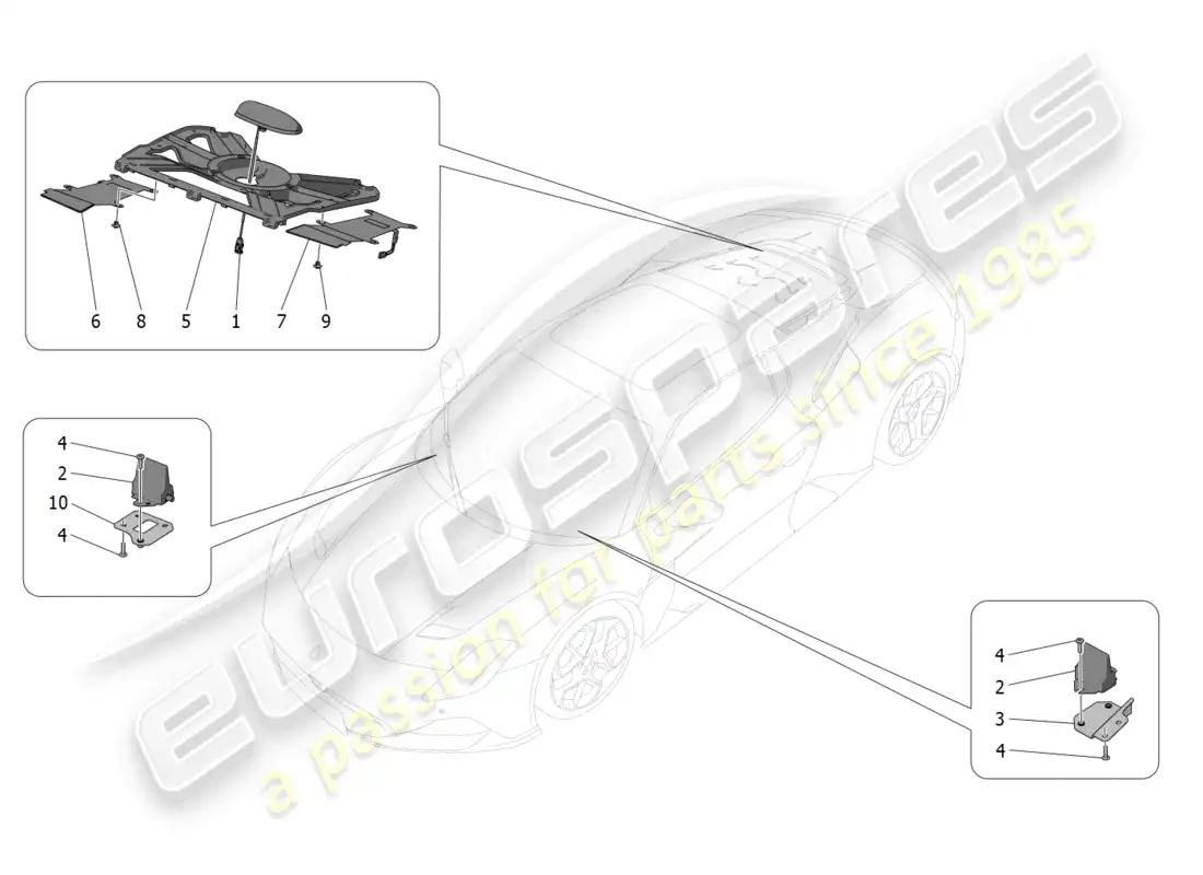 maserati mc20 (2023) sistema de recepción y conexión diagrama de piezas