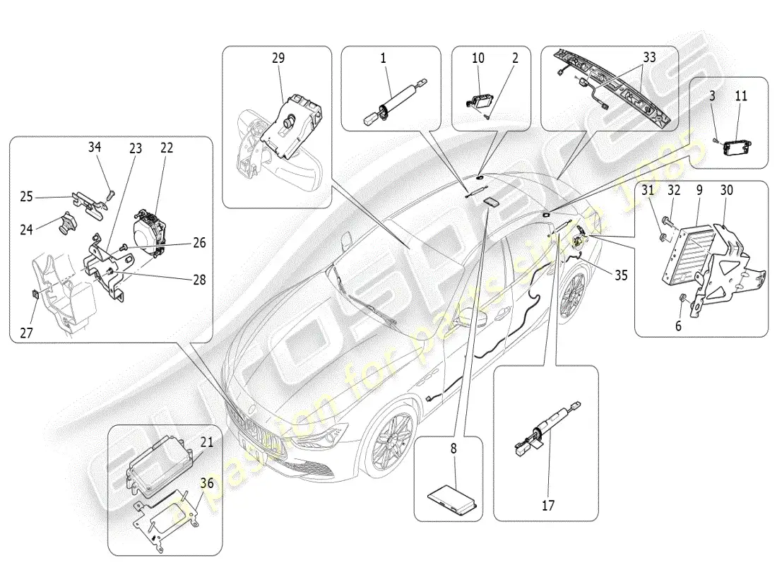 maserati ghibli (2019) sistema de ti diagrama de piezas