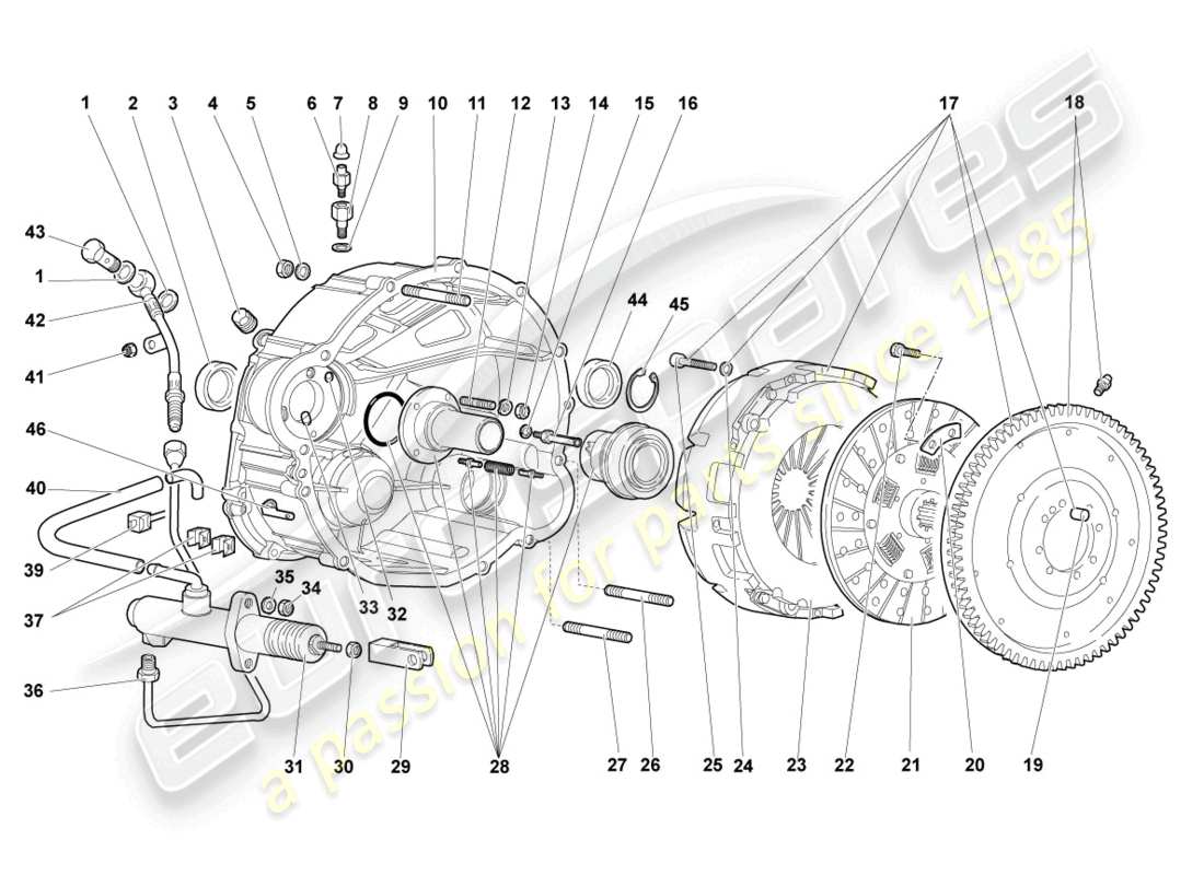 lamborghini murcielago coupe (2003) diagrama de pieza del acoplamiento rhd