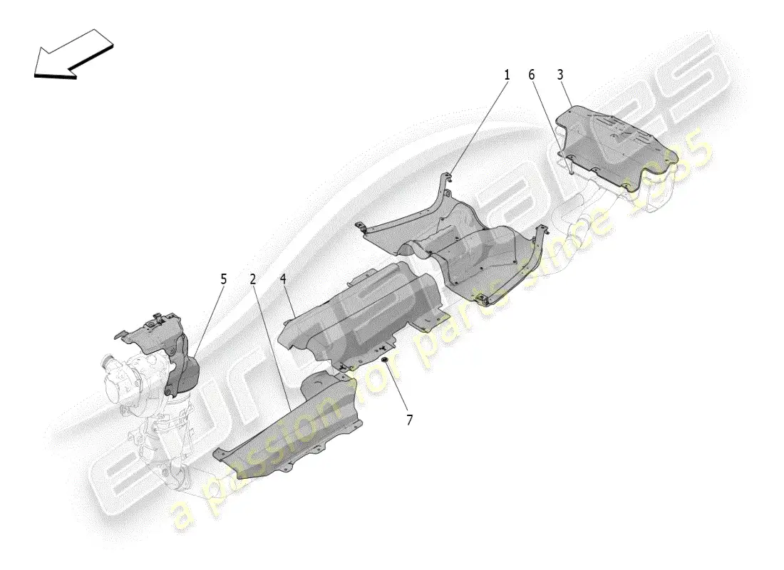 maserati grecale modena (2023) paneles aislantes térmicos diagrama de piezas
